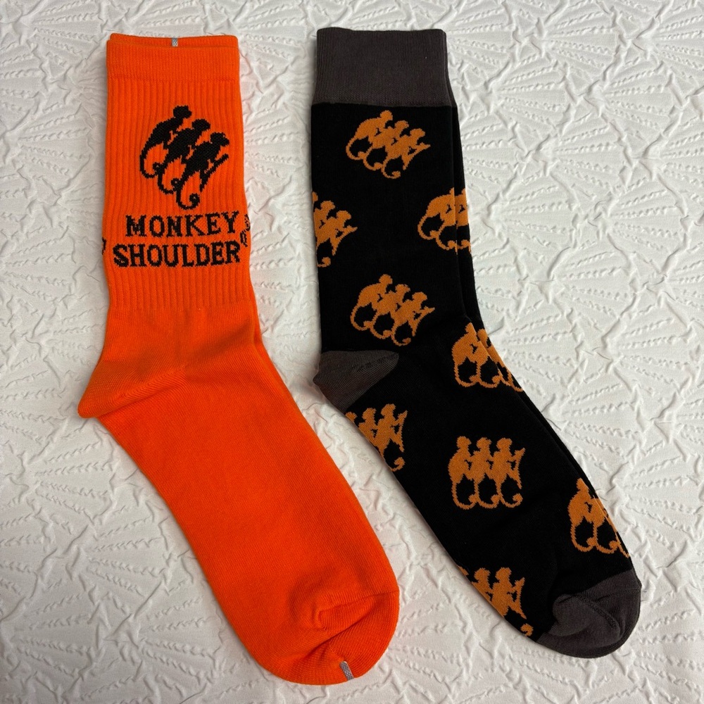 Monkey Shoulder Orange and Black Casual Crew Socks - 2 Pairs 996